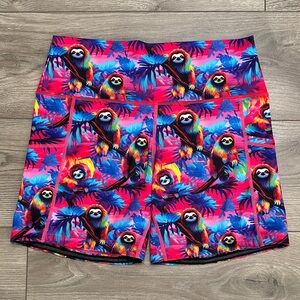 CVG Constantly Varied Gear 6" High Rise Sloth Print Training Shorts Pink Medium